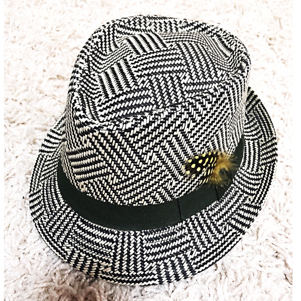Patterned Feather Fedora Hat